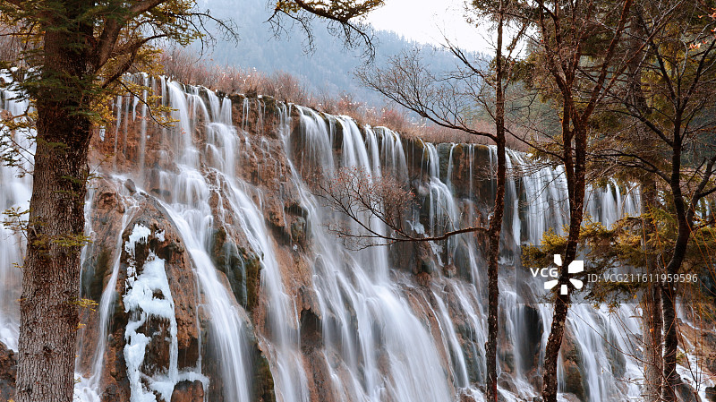 九寨沟瀑布图片素材