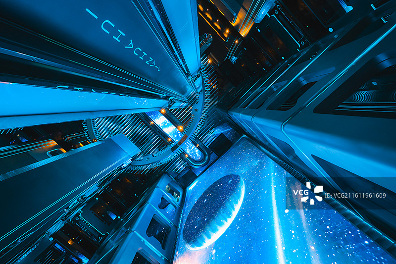 蓝色的科幻建筑图片素材