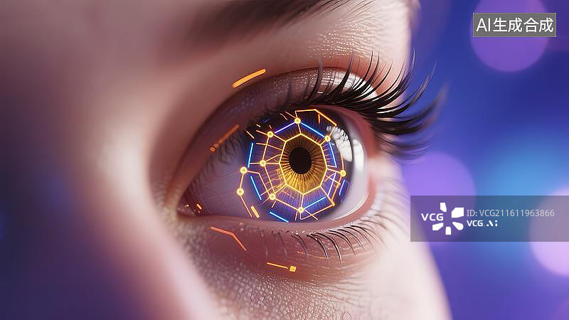【AI数字艺术】生物视网膜扫描与未来眼睛图图片素材