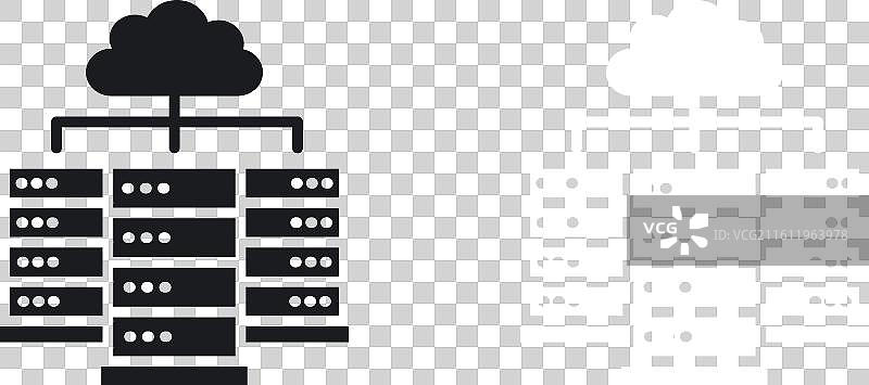 数据中心图标集，白色背景图片素材