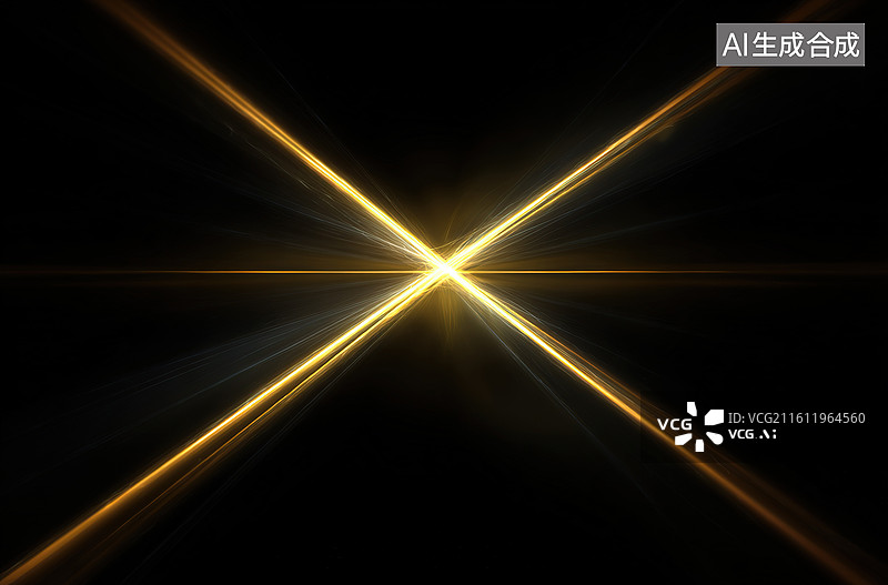 【AI数字艺术】金色光芒交叉的抽象图案图片素材