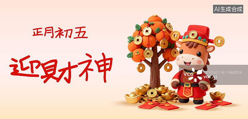 【AI数字艺术】卡通3D粘土风格2026年马年生肖马吉祥物春节年俗系列插画海报模板展板图片素材