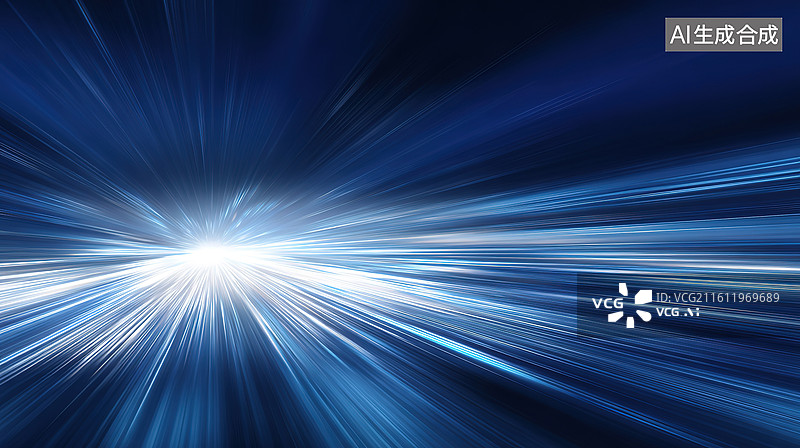 【AI数字艺术】蓝色光芒放射抽象背景图片素材