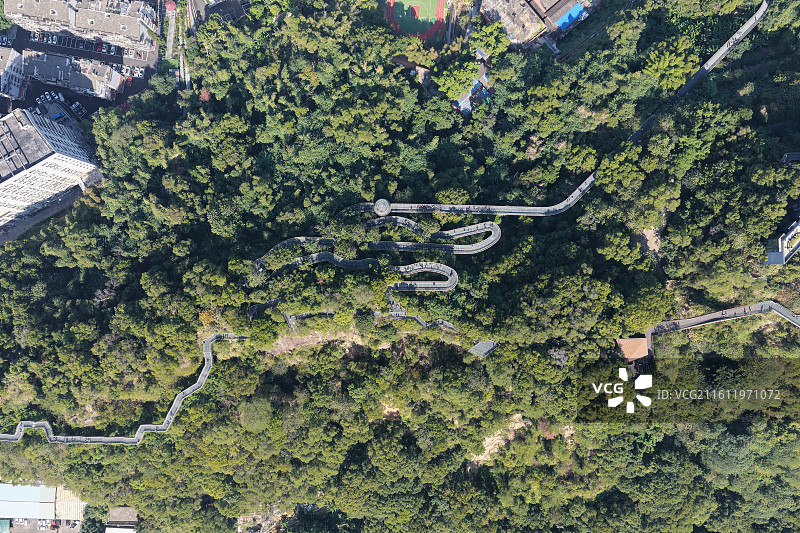 福州金牛山公园福道城市空中廊道城市美景航拍图片素材