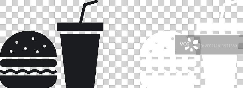 白色背景上的快餐图标集图片素材