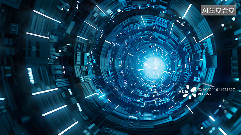 【AI数字艺术】科技背景，时空隧道，人造空间图图片素材