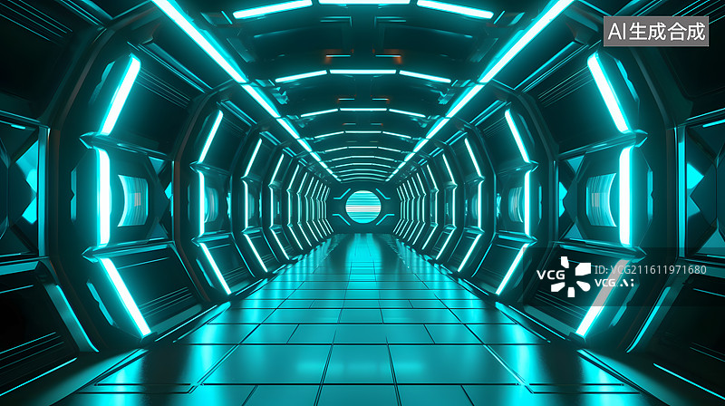 【AI数字艺术】科技背景，时空隧道，人造空间图图片素材
