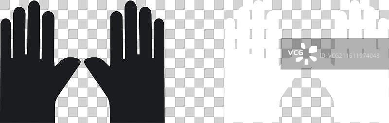 白色背景上的手套图标集图片素材