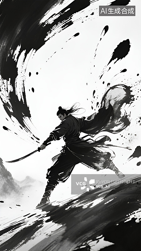 【AI数字艺术】古风武侠水墨壁纸图片素材