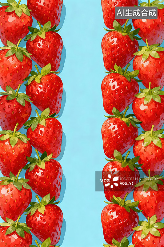 【AI数字艺术】排列整齐的红色草莓图片素材