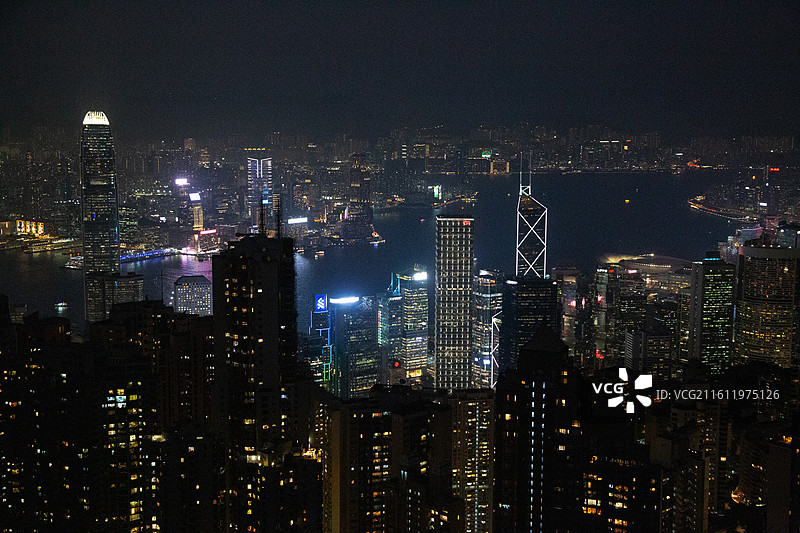从太平山顶俯瞰香港夜景图片素材