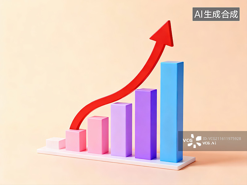 【AI数字艺术】上升趋势的彩色柱状图图片素材