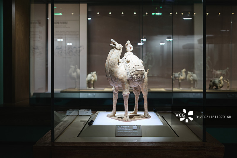 山西博物院 胡人吃饼骑驼俑图片素材