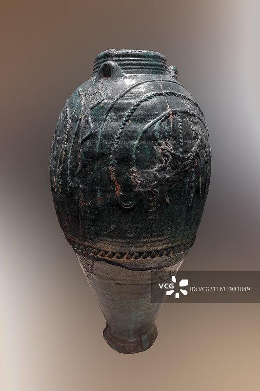 孔雀蓝釉陶三系瓶，闽，1965年福建省福州市郊刘华墓出土，中国国家博物馆藏图片素材