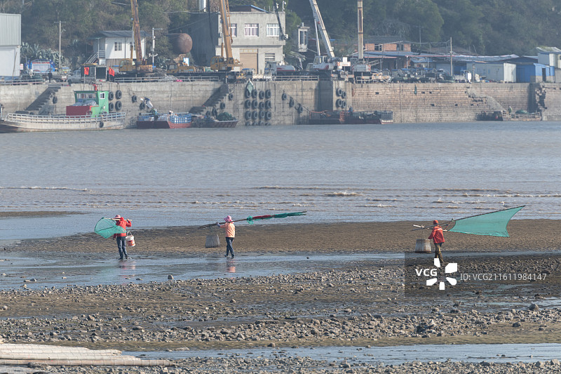 福建霞浦涂滩，日落，花竹海日出，赶海图片素材