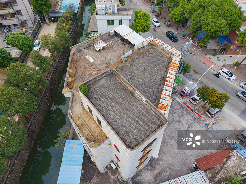 广州市南沙区，紫泥堂，建筑航拍图片素材