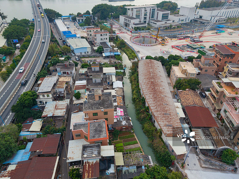 广州市南沙区，紫泥堂，建筑航拍图片素材