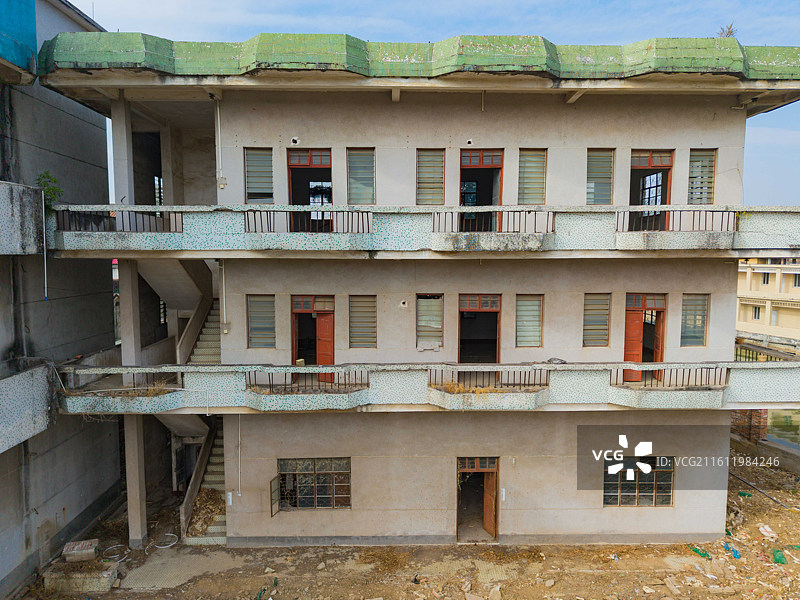 广州市南沙区，废弃糖厂，建筑航拍图片素材