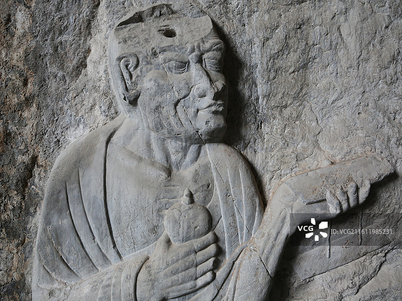 唐代 龙门石窟 东山石窟 看经寺 29尊罗汉浮雕图片素材