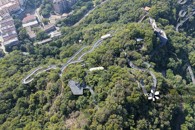 福州金牛山公园福道城市空中廊道城市美景航拍图片素材