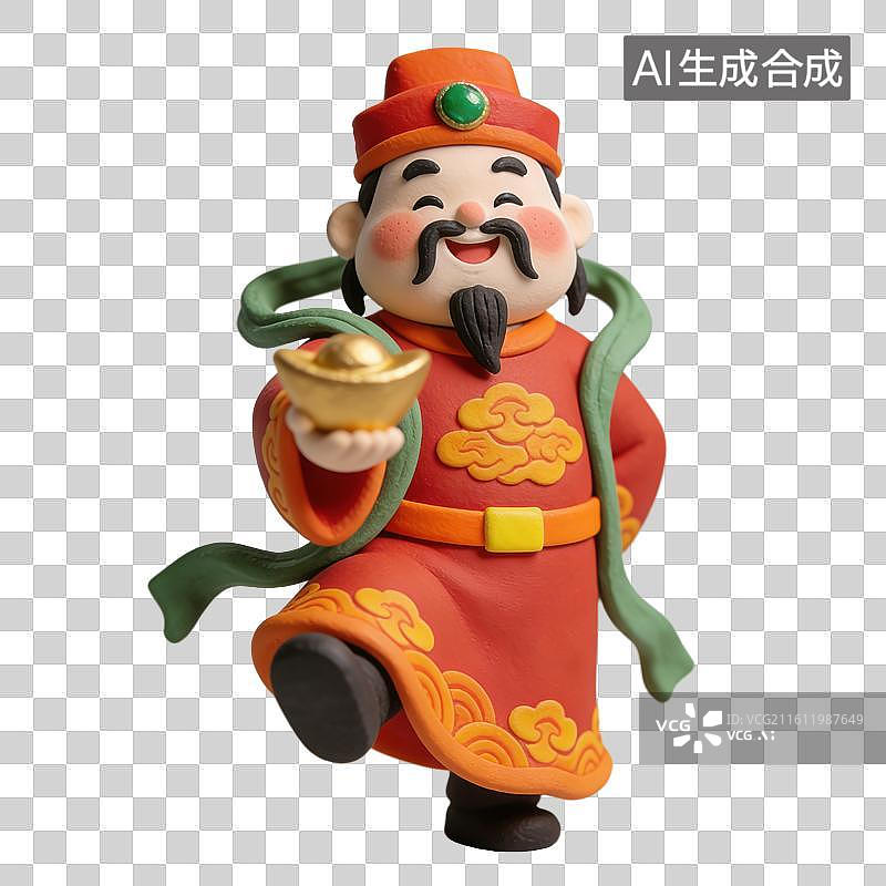 【AI数字艺术】3D立体财神爷元素图片素材
