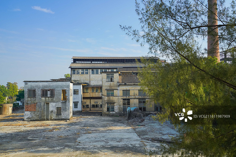 广州市，废弃糖厂，建筑航拍图片素材