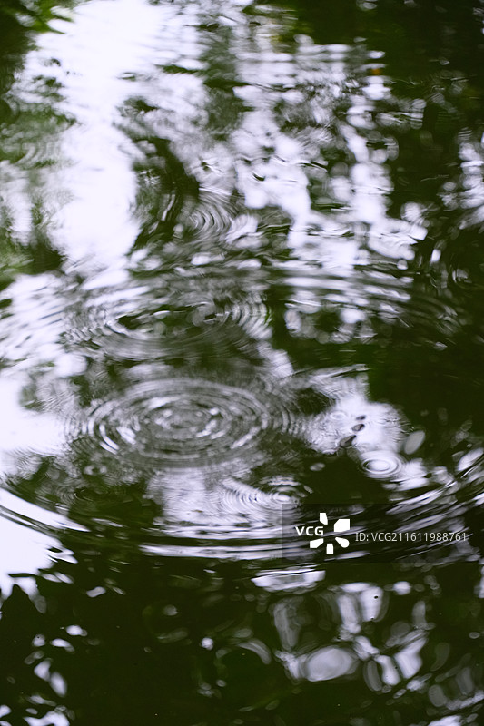 湖水雨中涟漪的特写镜头图片素材