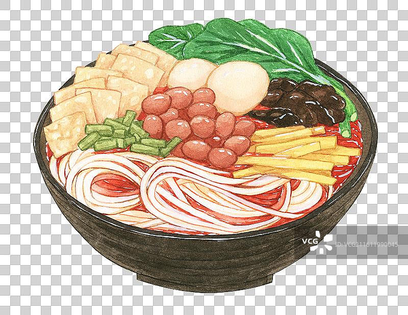 一碗中式风味小吃螺蛳粉水彩手绘插画图片素材