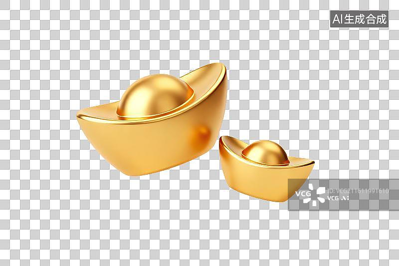 【AI数字艺术】3D免抠元素，金元宝图片素材