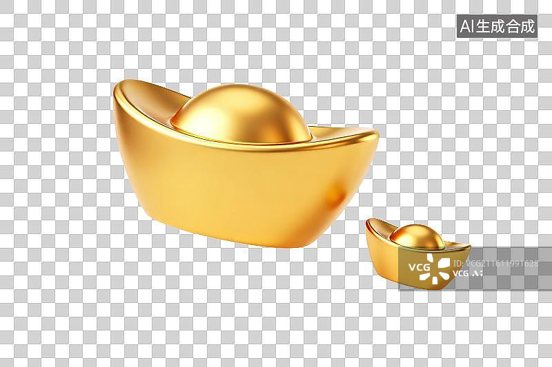 【AI数字艺术】3D免抠元素，金元宝图片素材