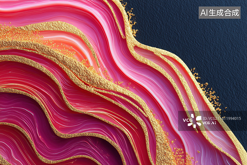 【AI数字艺术】神秘黑色华丽五彩层叠岩石3D立体荧光色流体背景图片素材