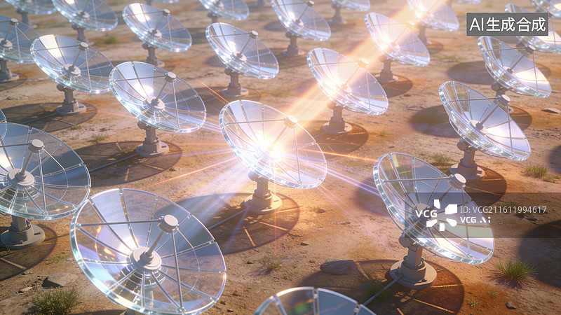 【AI数字艺术】沙漠中的射电望远镜阵列图片素材