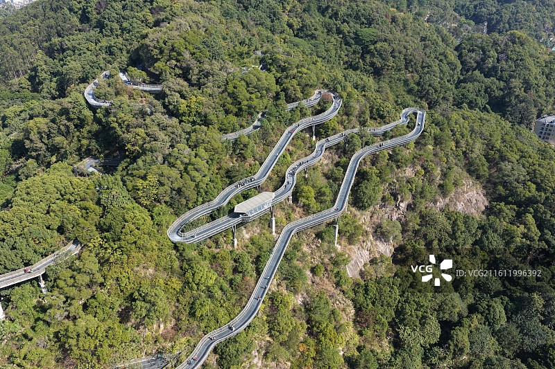 福州金牛山公园福道城市空中廊道城市美景航拍图片素材