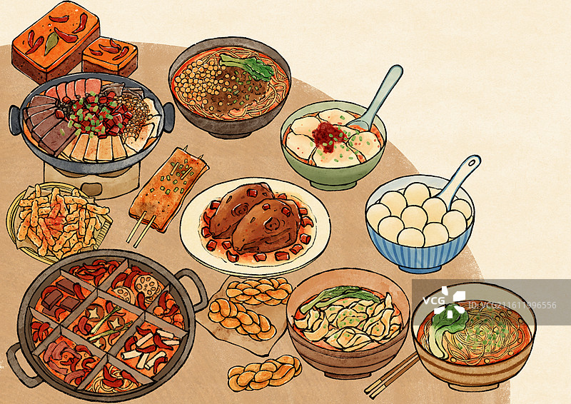 国风重庆美食插画图片素材