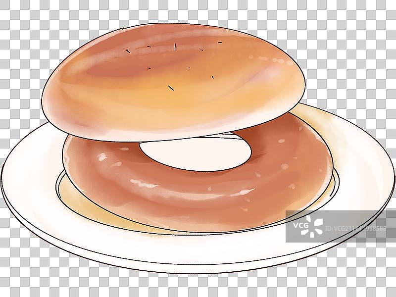 手绘盘子里的面包图片素材