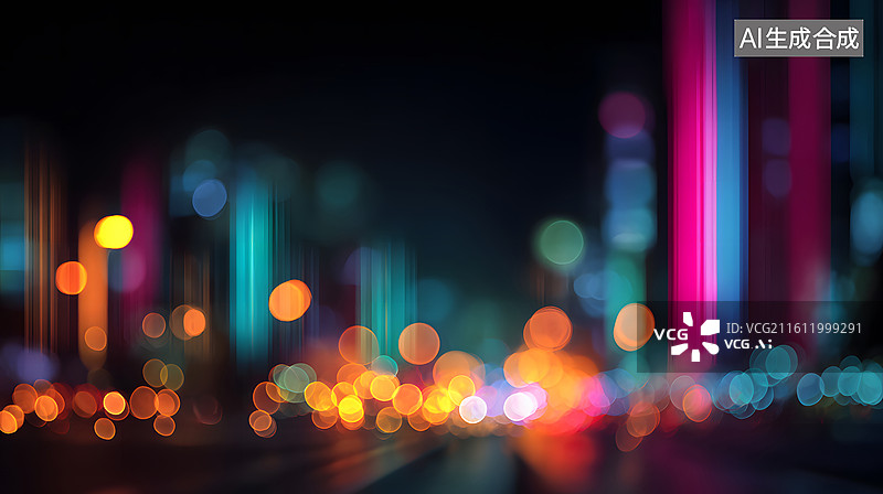 【AI数字艺术】都市夜间灯光的散景效果图片素材