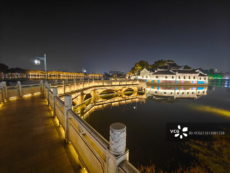 九江市烟水亭夜景图片素材