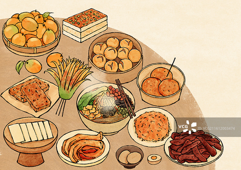 广西柳州美食国风插画图片素材