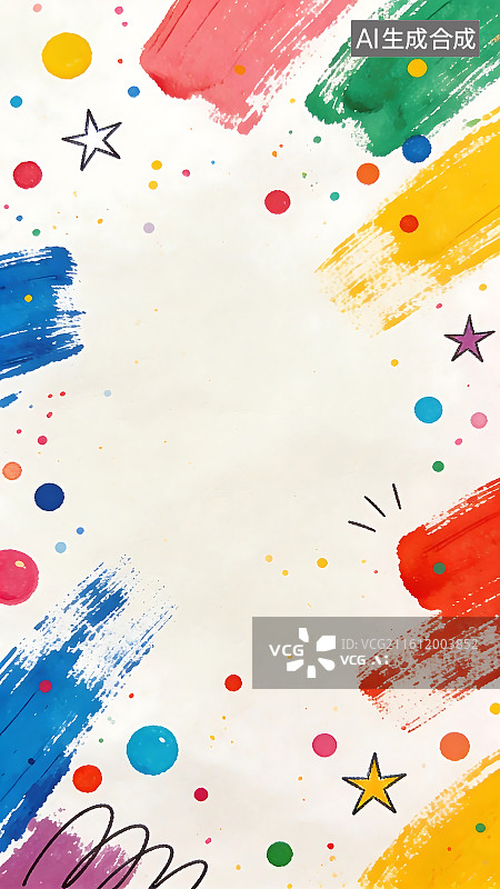 【AI数字艺术】水彩手绘彩饰留白多巴胺涂鸦壁纸背景图片素材