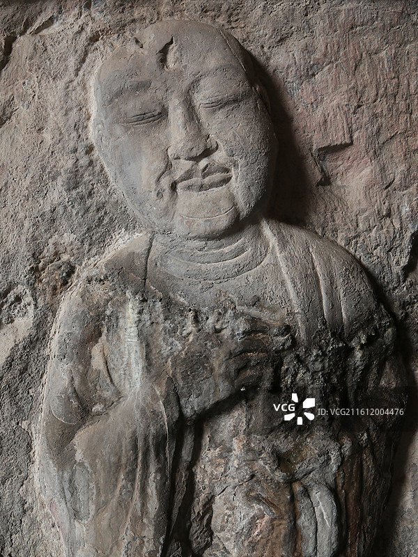 唐代 龙门石窟 东山石窟 看经寺 29尊罗汉浮雕图片素材