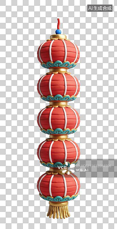 【AI数字艺术】3D立体中国风灯笼正月十五元宵节花灯元素图片素材