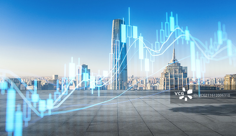 城市天际线和股票金融概念,天津城市天际，金融中心，投资理财图片素材