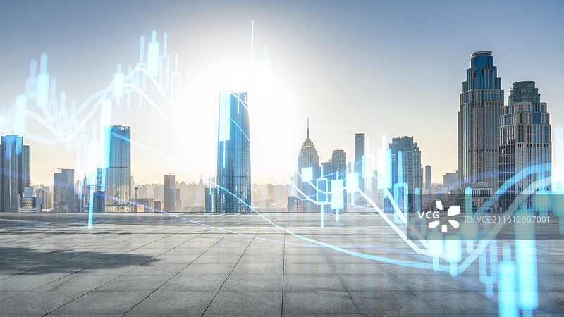 城市天际线和股票金融概念,天津城市天际，金融中心，投资理财图片素材