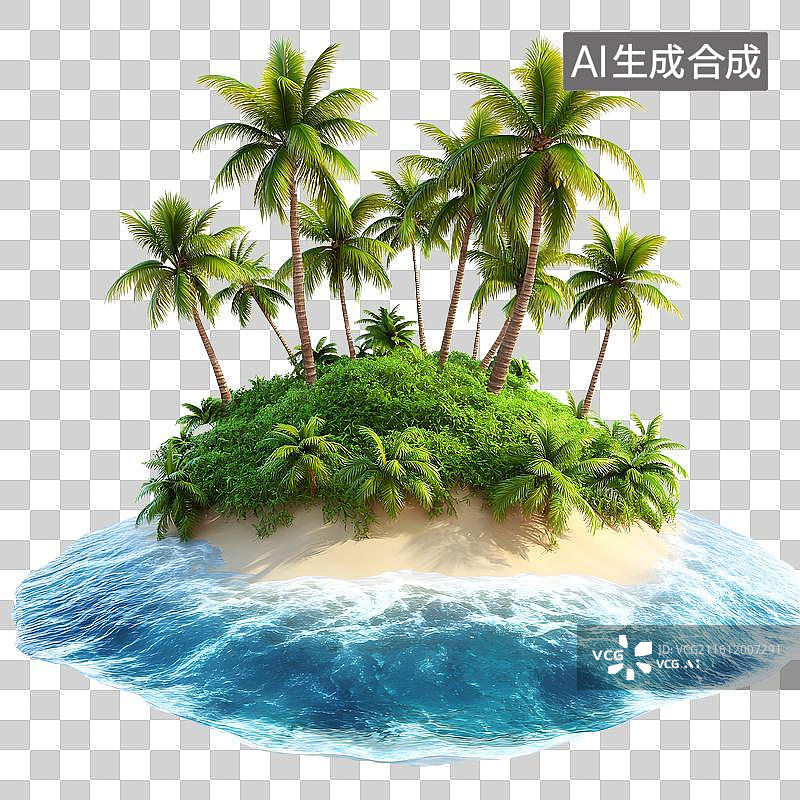 【AI数字艺术】热带椰树小岛海景元素图片素材