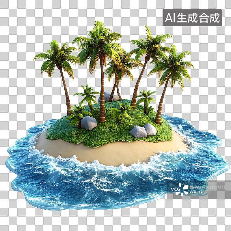 【AI数字艺术】热带椰树小岛海景元素图片素材