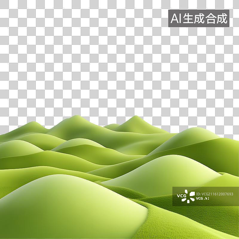 【AI数字艺术】清新松弛3D绿色柔和山丘场景元素图片素材