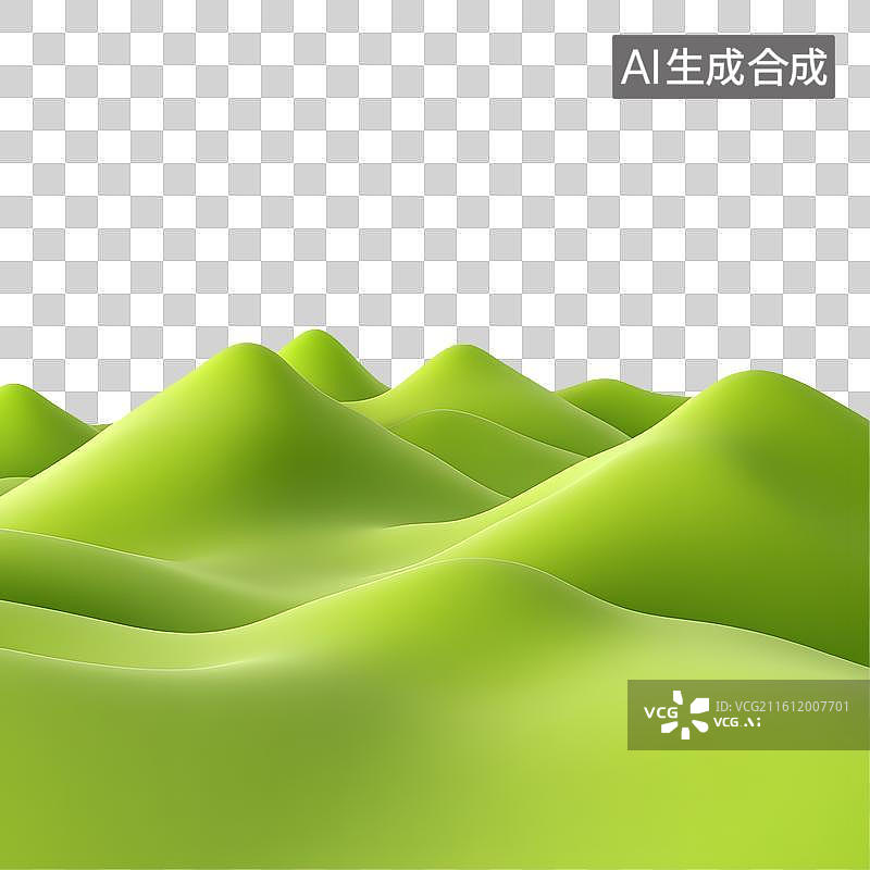 【AI数字艺术】清新松弛3D绿色柔和山丘场景元素图片素材