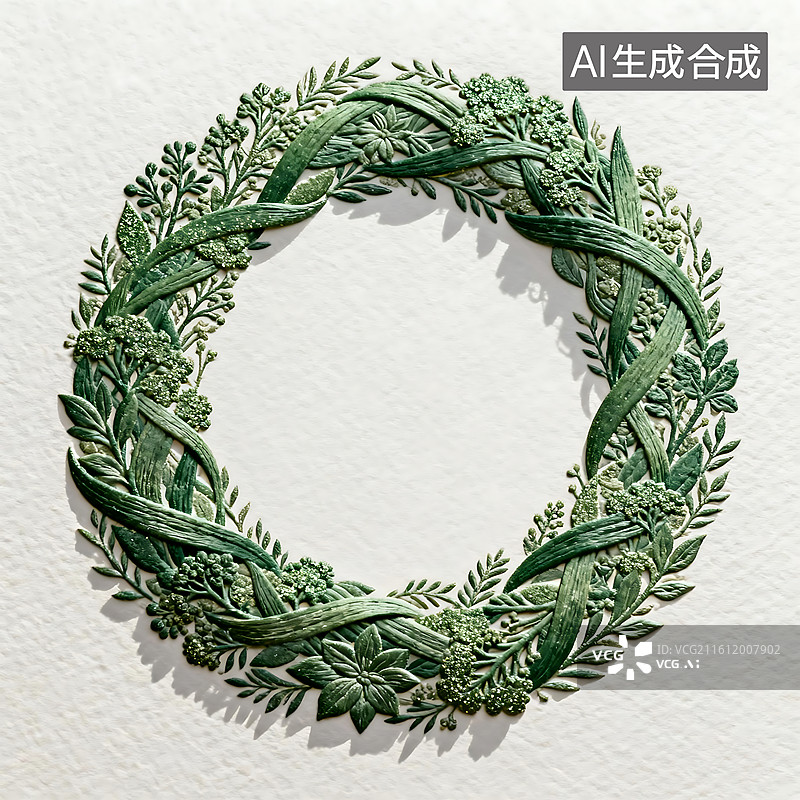 【AI数字艺术】植物主题圆圈造型压纹工艺背景图图片素材