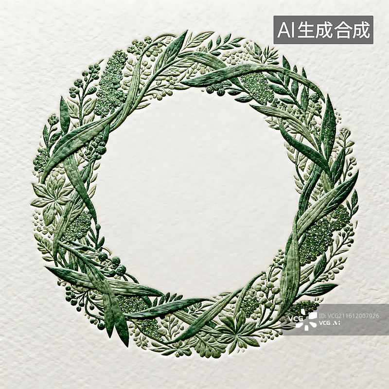 【AI数字艺术】植物主题圆圈造型压纹工艺背景图图片素材