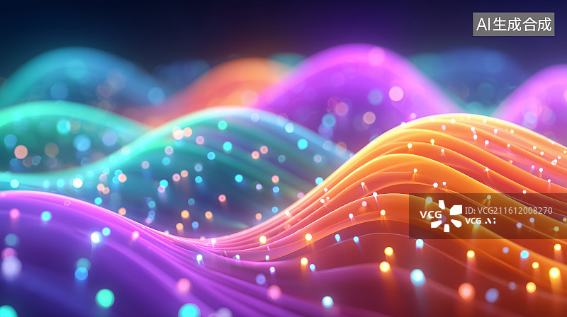 【AI数字艺术】发光六边形网格图案图片素材